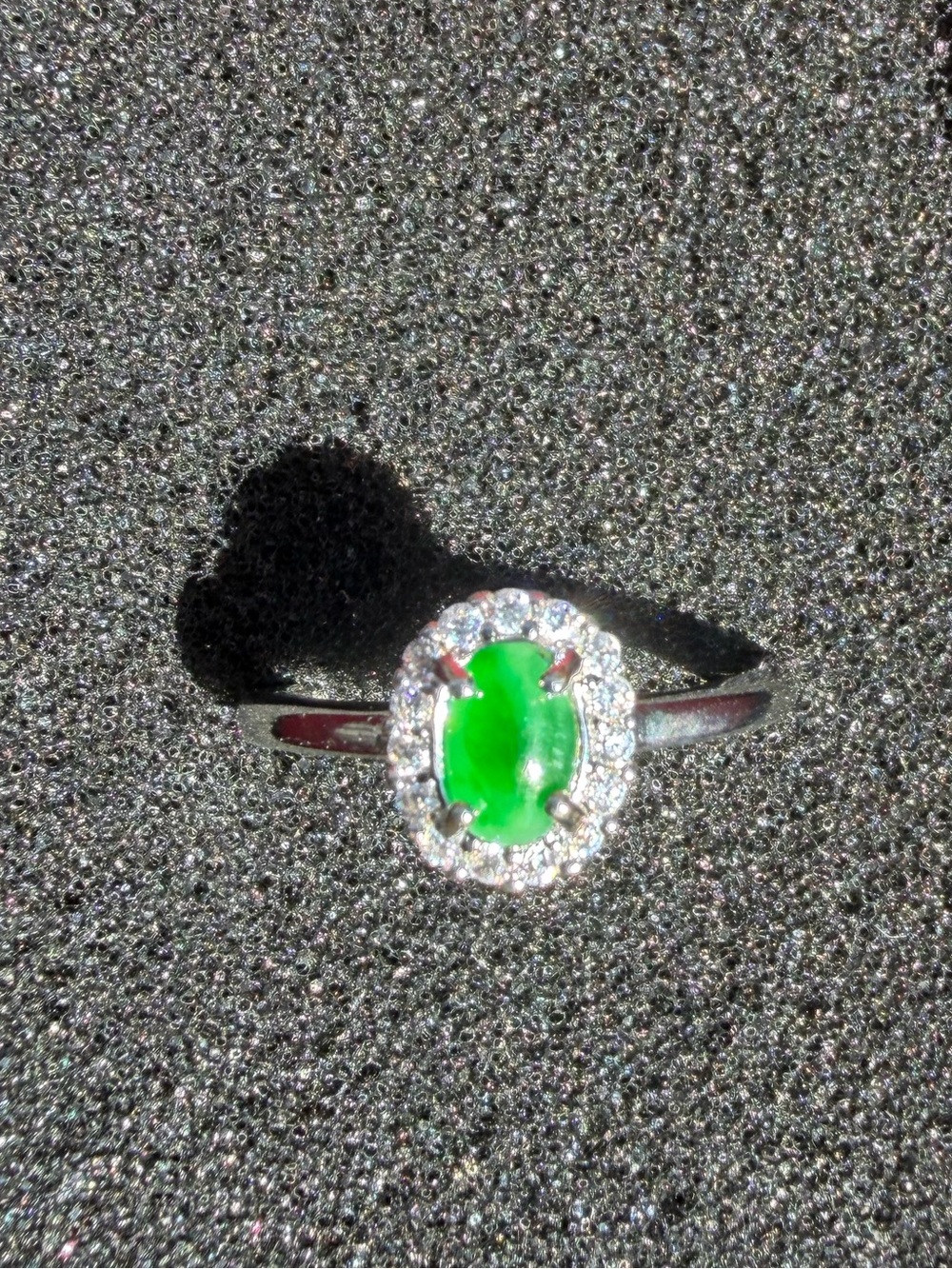 Natural Burmese Jadeite Jade A-Grade Ice Green Cabochon Ring